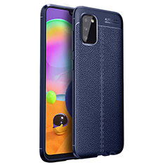 Soft Silicone Gel Leather Snap On Case Cover for Samsung Galaxy A03s Blue
