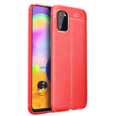 Soft Silicone Gel Leather Snap On Case Cover for Samsung Galaxy A03s Red