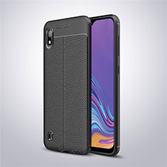 Soft Silicone Gel Leather Snap On Case Cover for Samsung Galaxy A10 Black