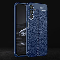 Soft Silicone Gel Leather Snap On Case Cover for Samsung Galaxy A14 4G Blue