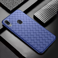 Soft Silicone Gel Leather Snap On Case Cover for Samsung Galaxy A20 Blue