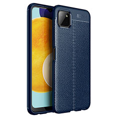 Soft Silicone Gel Leather Snap On Case Cover for Samsung Galaxy A22 5G Blue