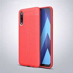 Soft Silicone Gel Leather Snap On Case Cover for Samsung Galaxy A50S Red