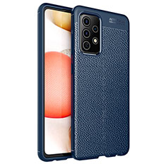 Soft Silicone Gel Leather Snap On Case Cover for Samsung Galaxy A72 5G Blue