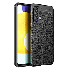 Soft Silicone Gel Leather Snap On Case Cover for Samsung Galaxy A73 5G Black