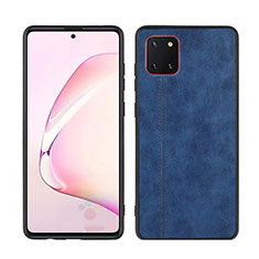 Soft Silicone Gel Leather Snap On Case Cover for Samsung Galaxy A81 Blue