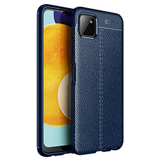 Soft Silicone Gel Leather Snap On Case Cover for Samsung Galaxy F42 5G Blue