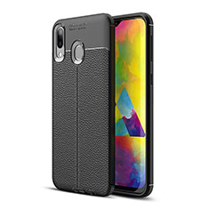 Soft Silicone Gel Leather Snap On Case Cover for Samsung Galaxy M20 Black