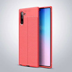 Soft Silicone Gel Leather Snap On Case Cover for Samsung Galaxy Note 10 Red