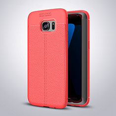 Soft Silicone Gel Leather Snap On Case Cover for Samsung Galaxy S7 Edge G935F Red