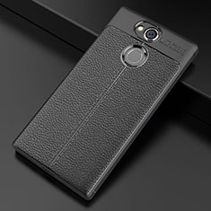 Soft Silicone Gel Leather Snap On Case Cover for Sony Xperia XA2 Black