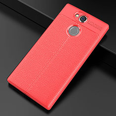 Soft Silicone Gel Leather Snap On Case Cover for Sony Xperia XA2 Ultra Red