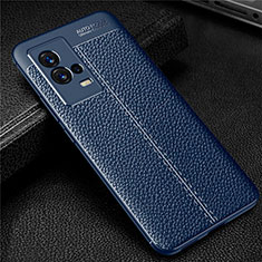 Soft Silicone Gel Leather Snap On Case Cover for Vivo iQOO 8 Pro 5G Blue