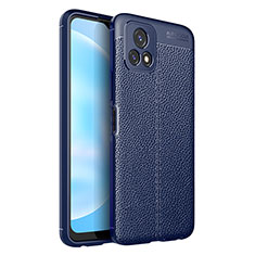 Soft Silicone Gel Leather Snap On Case Cover for Vivo iQOO U3 5G Blue