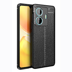 Soft Silicone Gel Leather Snap On Case Cover for Vivo T1 Pro 5G Black