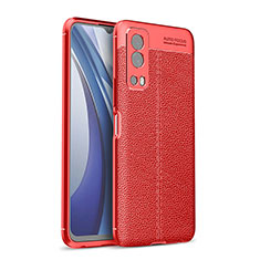 Soft Silicone Gel Leather Snap On Case Cover for Vivo Y52 5G Red