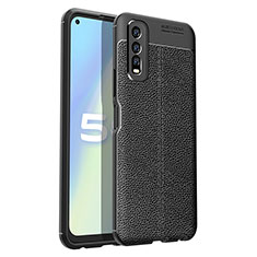 Soft Silicone Gel Leather Snap On Case Cover for Vivo Y70S 5G Black