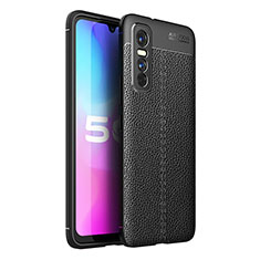 Soft Silicone Gel Leather Snap On Case Cover for Vivo Y73s 5G Black