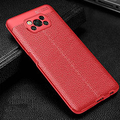 Soft Silicone Gel Leather Snap On Case Cover for Xiaomi Poco X3 Red