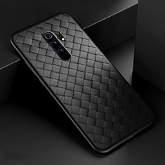 Soft Silicone Gel Leather Snap On Case Cover for Xiaomi Redmi 9 Prime India Black