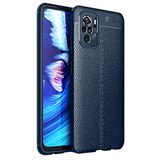 Soft Silicone Gel Leather Snap On Case Cover for Xiaomi Redmi Note 10 4G Blue