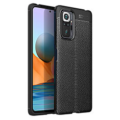 Soft Silicone Gel Leather Snap On Case Cover for Xiaomi Redmi Note 10 Pro 4G Black
