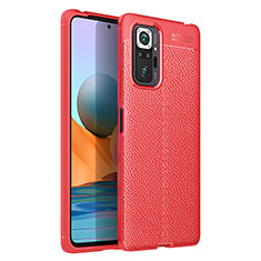 Soft Silicone Gel Leather Snap On Case Cover for Xiaomi Redmi Note 10 Pro 4G Red