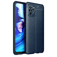 Soft Silicone Gel Leather Snap On Case Cover for Xiaomi Redmi Note 10S 4G Blue