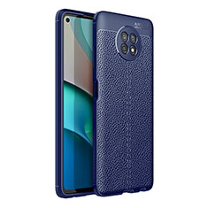 Soft Silicone Gel Leather Snap On Case Cover for Xiaomi Redmi Note 9 5G Blue