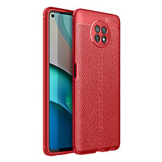 Soft Silicone Gel Leather Snap On Case Cover for Xiaomi Redmi Note 9 5G Red