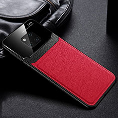 Soft Silicone Gel Leather Snap On Case Cover H01 for Huawei Mate 20 Pro Red