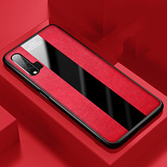 Soft Silicone Gel Leather Snap On Case Cover H01 for Huawei Nova 6 Red