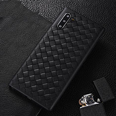 Soft Silicone Gel Leather Snap On Case Cover H01 for Samsung Galaxy Note 10 Black