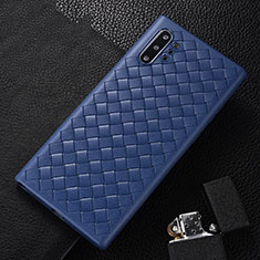 Soft Silicone Gel Leather Snap On Case Cover H01 for Samsung Galaxy Note 10 Plus Blue