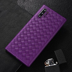 Soft Silicone Gel Leather Snap On Case Cover H01 for Samsung Galaxy Note 10 Plus Purple