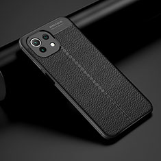 Soft Silicone Gel Leather Snap On Case Cover H01 for Xiaomi Mi 11 Lite 5G NE Black