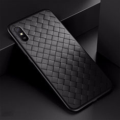 Soft Silicone Gel Leather Snap On Case Cover H01 for Xiaomi Redmi 9i Black