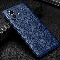 Soft Silicone Gel Leather Snap On Case Cover H02 for Xiaomi Mi 11 Lite 4G Blue