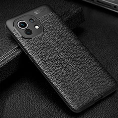 Soft Silicone Gel Leather Snap On Case Cover H02 for Xiaomi Mi 11 Lite 5G NE Black