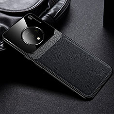 Soft Silicone Gel Leather Snap On Case Cover H03 for OnePlus 7T Black