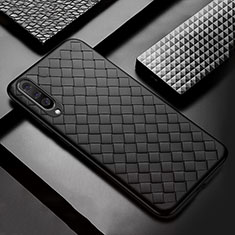 Soft Silicone Gel Leather Snap On Case Cover H03 for Samsung Galaxy A70 Black
