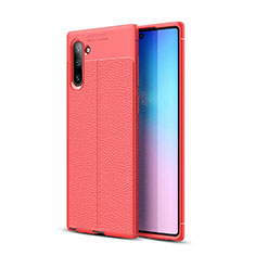 Soft Silicone Gel Leather Snap On Case Cover H03 for Samsung Galaxy Note 10 5G Red