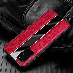 Soft Silicone Gel Leather Snap On Case Cover H03 for Samsung Galaxy S20 Plus Red