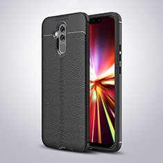 Soft Silicone Gel Leather Snap On Case Cover H04 for Huawei Mate 20 Lite Black