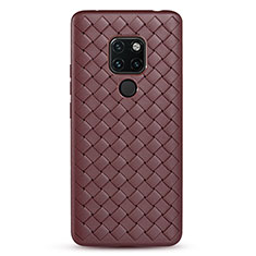 Soft Silicone Gel Leather Snap On Case Cover H04 for Huawei Mate 20 X 5G Brown