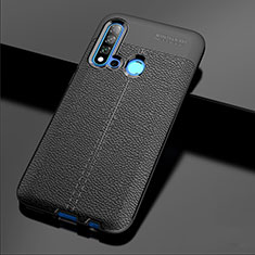 Soft Silicone Gel Leather Snap On Case Cover H04 for Huawei P20 Lite (2019) Black