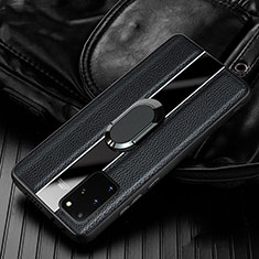 Soft Silicone Gel Leather Snap On Case Cover H04 for Samsung Galaxy S20 Plus Black