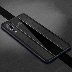 Soft Silicone Gel Leather Snap On Case Cover H05 for Huawei P20 Black