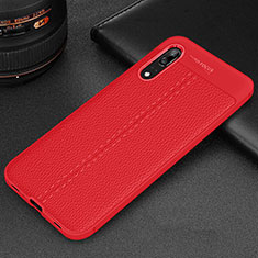 Soft Silicone Gel Leather Snap On Case Cover H06 for Huawei P20 Red