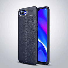 Soft Silicone Gel Leather Snap On Case Cover H06 for Oppo R15X Blue